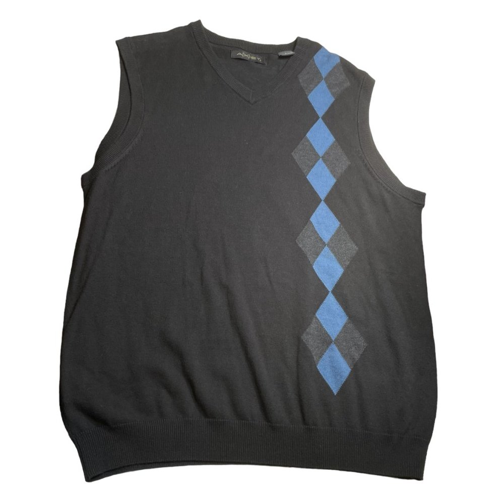 Argyle Sweatervest L Diamond V-Neck Sweater Vest Axist Pattern Blue Black Gray